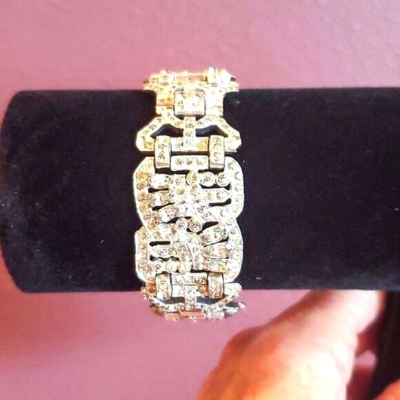 COPY - Bracelet Vintage Antique with Rhinestones! Beautiful Excellent Condition! - Picture 1 of 7